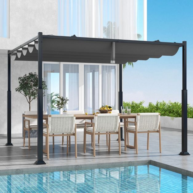 Pergola Rétractable en Métal 3,10 × 3,10 m